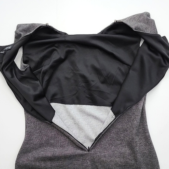 ENFOCUS Studio Dress Heathered Grey Round Pleated Neckline Zippers Stretch Sz 6 - Picture 7 of 14